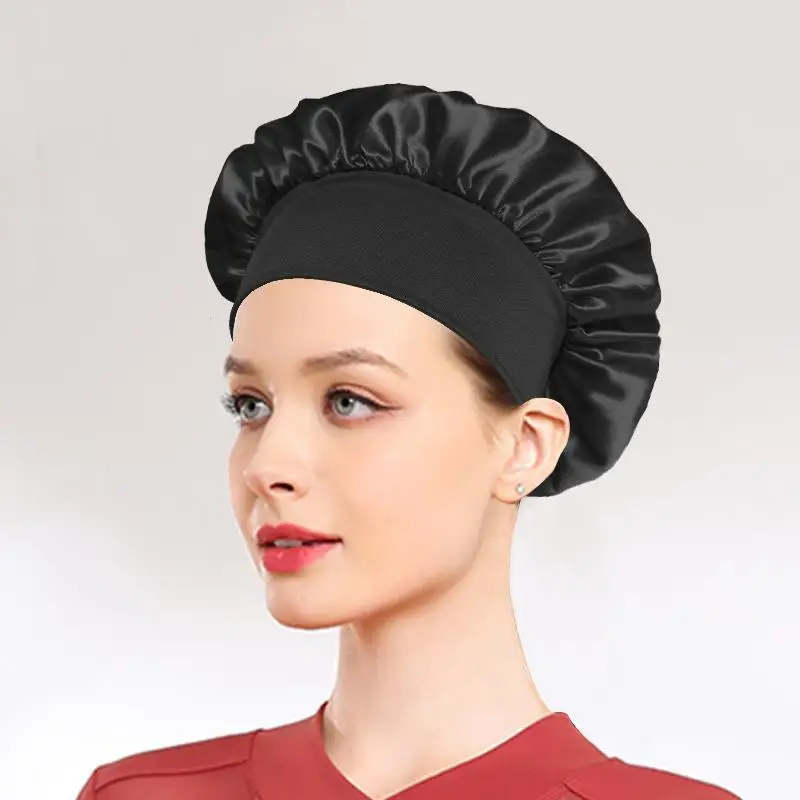 Hot Sale 2Pcs Satin Sleep Bonnet Wide Soft Elastic Band Headscarf Beauty Cap Hair Protection For Sleeping Hair Care