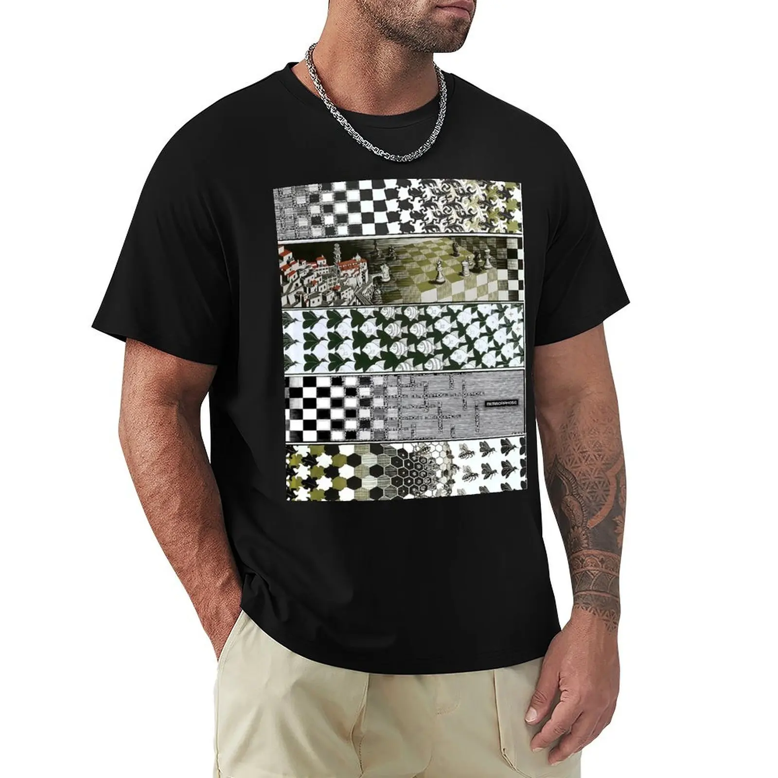 

M.C. Escher - Metamorphosis Mix T-Shirt oversized summer top sublime tees plain t shirts men