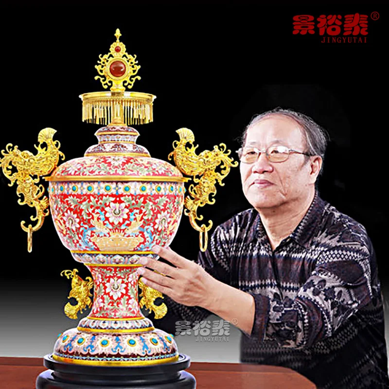 Cloisonne ornament vase Yuyue Longmen Chinese living room company opened housewarming decoration gifts