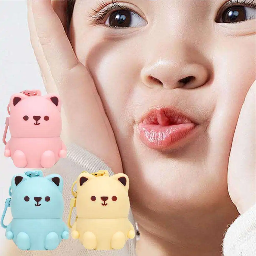 Cute Little Bear Lip Balm For Kids Moisturizing Anti-dry Anti Crack Mini Lip Balm Lipstick With Keychain Decorations Lip Ca B7s2