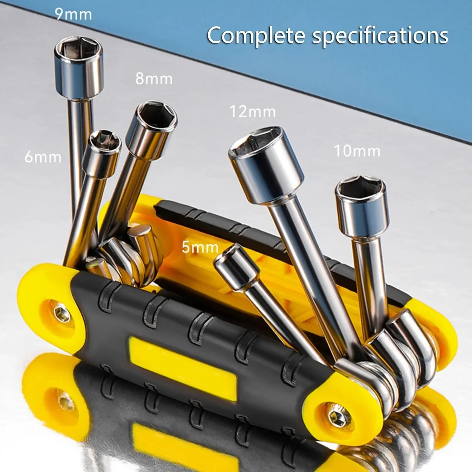 

6 In 1 Folding Socket Wrench Set Multi Functional Hex Spanner Hex Nut Driver Set Tamper Proof Torx Key Wrench Repair Tool 5-12mm