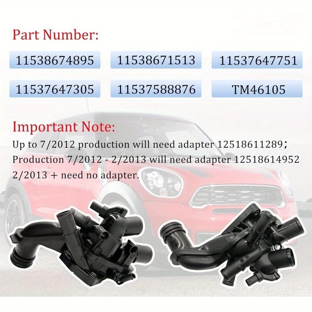 Engine Coolant Thermostat Housing Assembly for N16 Mini Cooper Clubman Countryman Convertibles N18 Mini Cooper S JCW 1.6L L4