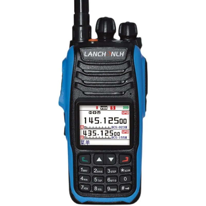 LANCHONLH HG-UV79 10W Amateur Ham Radio Station with Air Band Receive Color LCD Finger PTT Motorcycle Bluetooth Walkie Talkie