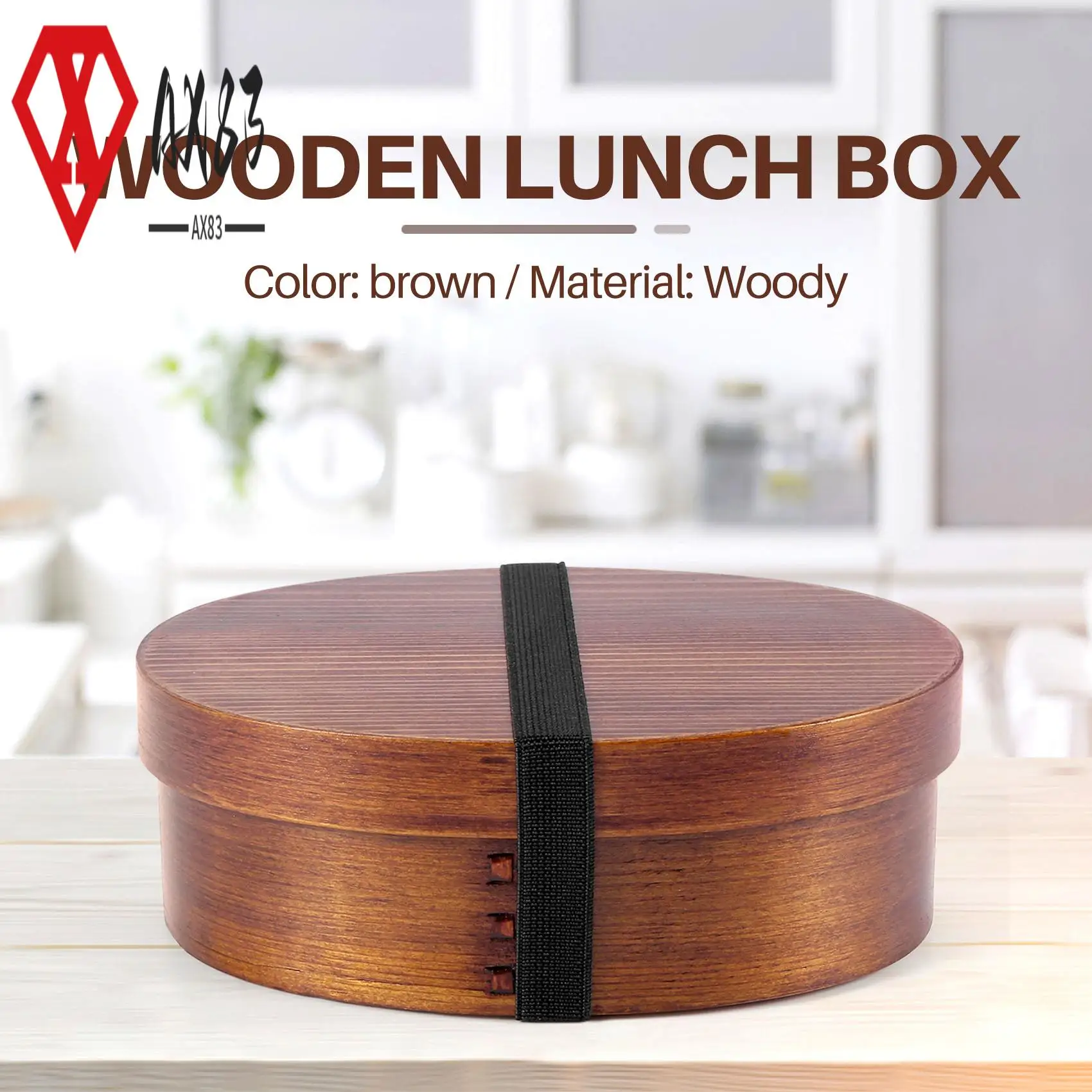 

AX83-Wooden Lunch Boxs Food Containers Japanese Style Bento Lunchbox For Children School Dinnerware Bowl Boxes Travel Organizer