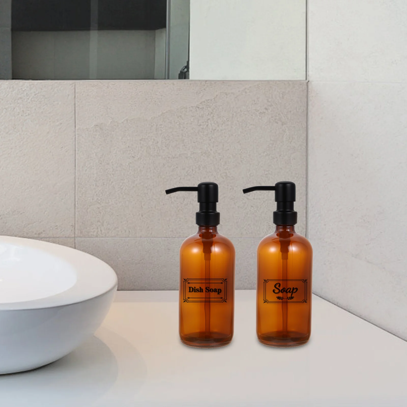 

1Set Glass Pump Bottle Fresh Elegant Design Durable Bathroom Shampoo Shower Gel Lotion Dispenser Refillable Storage