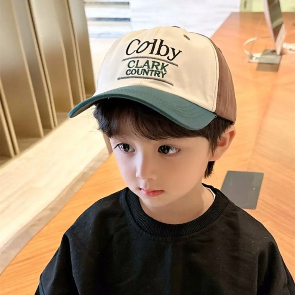 Summer Kids Baseball Hat Letter Embroidery  Peaked Cap for Boys Girls Solid Color Children Adjustable Sun Hats