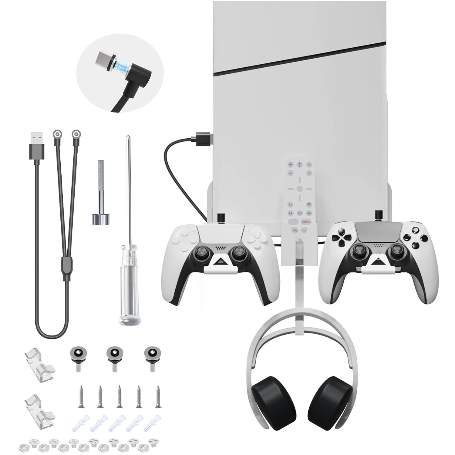 

Wall Mount Kit Compatible with PlayStation 5 Slim Console,Lightweight Metal Kit for PS5 Slim Edition Sturdy Controller