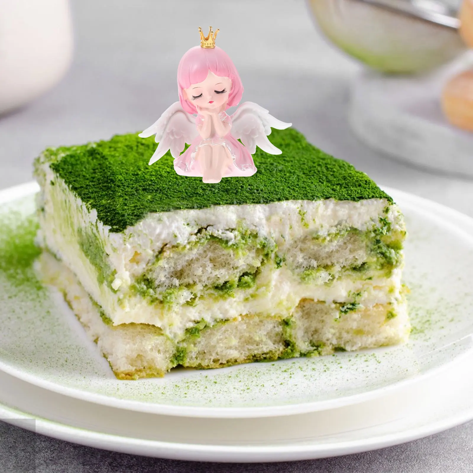 

Princess Cake Topper with Angel Wings Decoration Fairy Cupcake Resin Figure for Birthday Shower Ballet Party