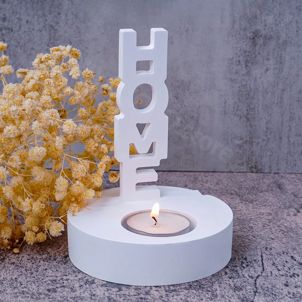 HOME Alphabet Candlestick Silicone Mold 3D Letters Candle Holder Plaster Cement Mould DIY Epoxy Resin Craft Gift Mold Home Decor