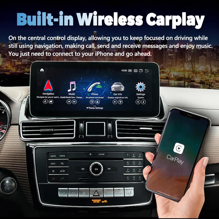 12.3inch Android 13 Car Multimedia Carplay For Benz Gl350 Gls450 Gls400 Gls63 Gls550 GLS GLE Ml400 W166 Gle400 GPS Video Player