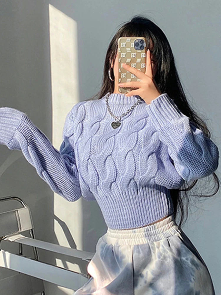 2022 Autumn Winter New Fashion Trend Sweater Knitting Thickening Solid Color O Neck Long Sleeve Casual Pullover Female