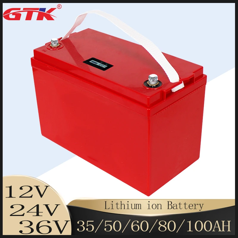 GTK lithium ion battery 12V 24V 36V 30AH 50AH  60AH 70Ah 80AH  100AH with BMS solar street lights electric toys Bluetooth audio