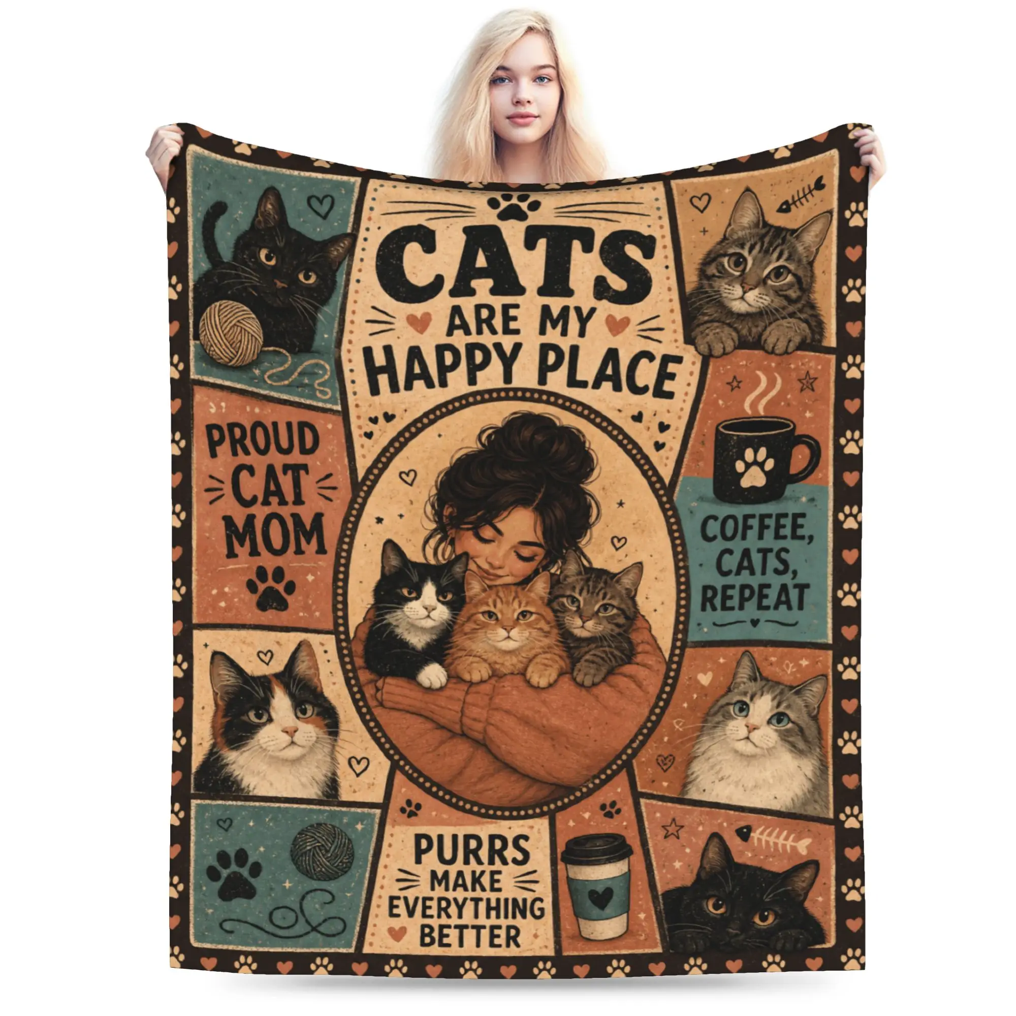 Cat Mom Gifts for Women Funny Cat Lover Blanket Birthday Christmas Gifts Throw Blankets for Cats Owner