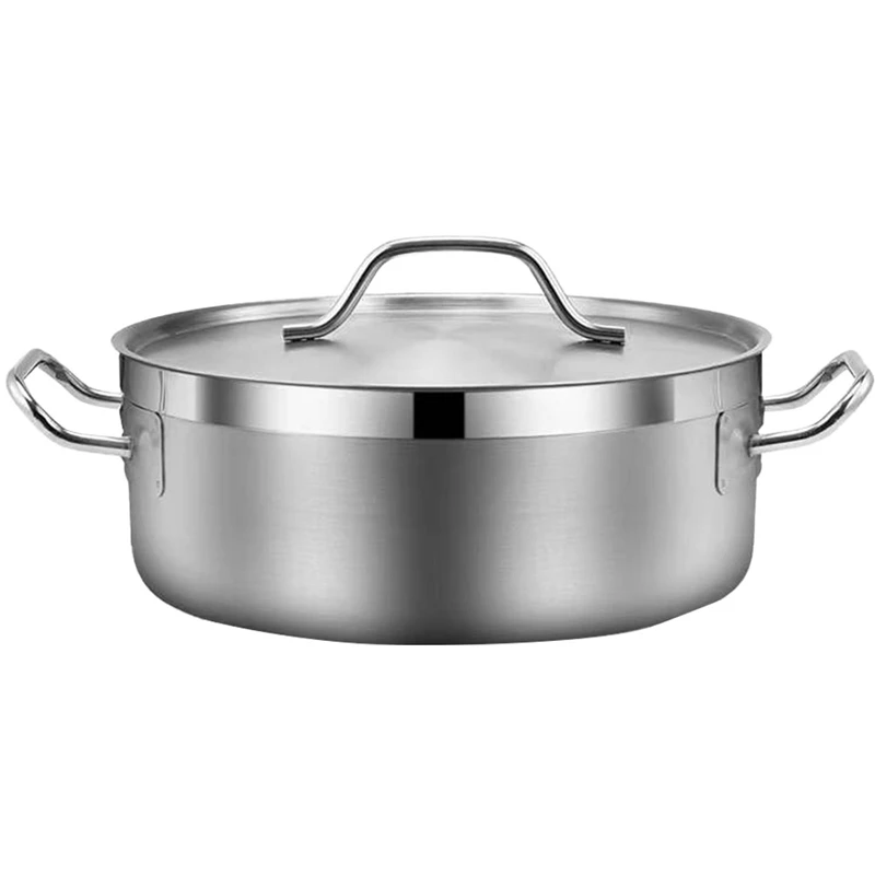 

1 PCS Stainless Steel Hot Pot Pot With Lid Household Thick Soup Pot For Induction Cooker