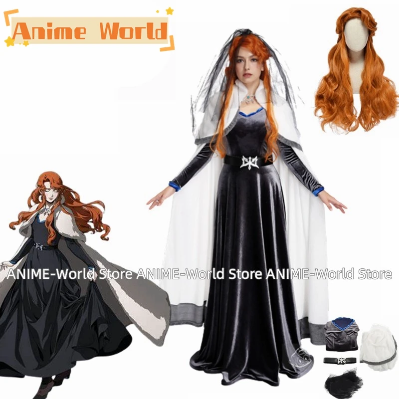 《Custom Made》Women's Cosplay Costume Lenora Dress Robe with Cloak and Veil Halloween Costumes for Women Fancy Dress Wig