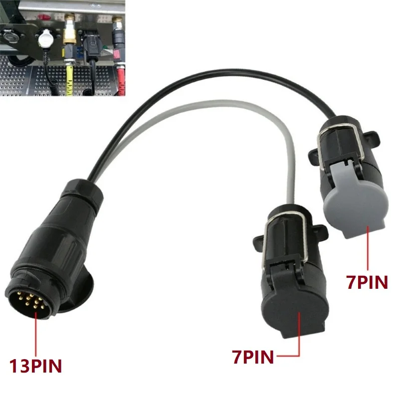 13 Pin To Double 7 Pin Adaptor Trailer Extension Lead Caravan Towing Socket Plug Board Connectors Car Accessories