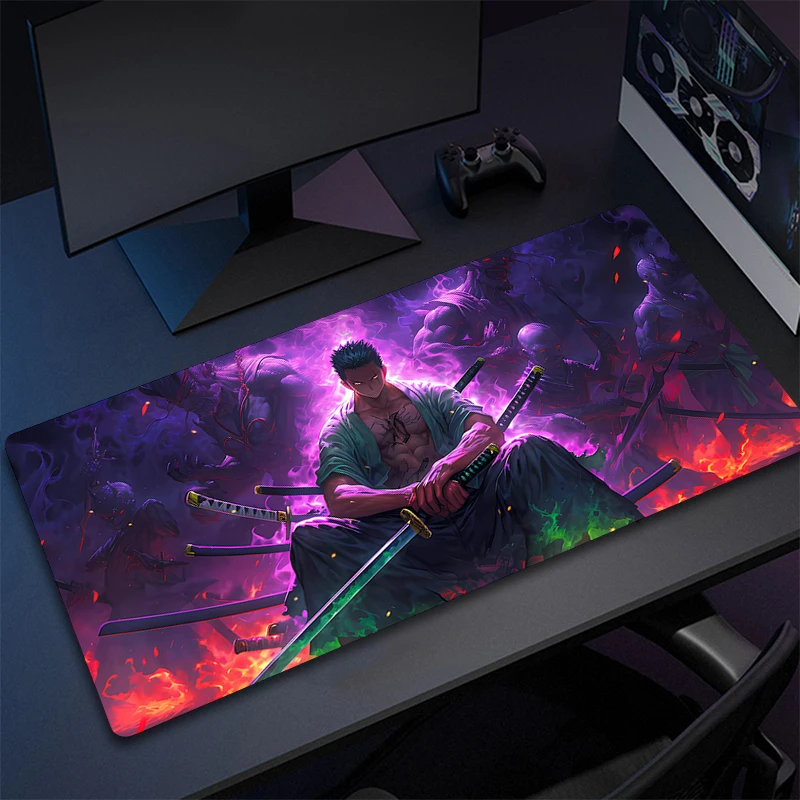 One Piece Zoro Roronoa Locking Edge Mouse Pad Game Gaming Mousepad XL Large Gamer Keyboard PC Desk Mat Computer Tablet Mouse Pad