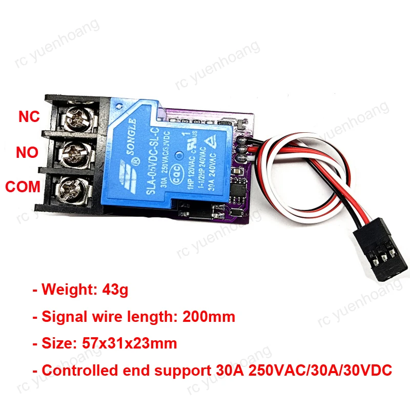 1PCS RC Aircraft K130A PWM Switch Max 30A Relay Module Navigation Light Remote Control 1CH Electric On-off Support 5V Receiver