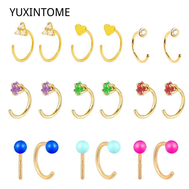 

Open Earrings 925 Sterling Silver Stud Earrings for Women Opal Crystal Star Heart Piercing Stud Female Jewelry