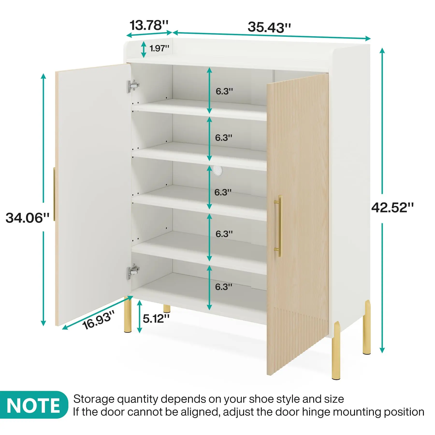 Tribesigns Large Shoe Cabinet with Doors, 6-Tier Entryway Shoe Storage Cabinet with Shelves, 30 Pairs Modern Shoes Rack Organize