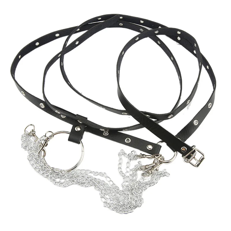 Unisex Women Adjustable Chain Belt Punk Hip-hop Belt With Chain Gothic Leather Waist Belt For Women Streetwear Harajuku