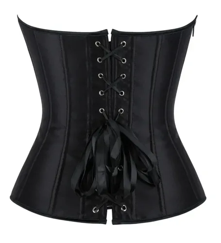 Imagen 2 del producto Corsés Bustiers para mujer Overbust Corset Top Corselet Sexy satén con cordones cremallera Corsetto Shaper gótico Korsett negro
