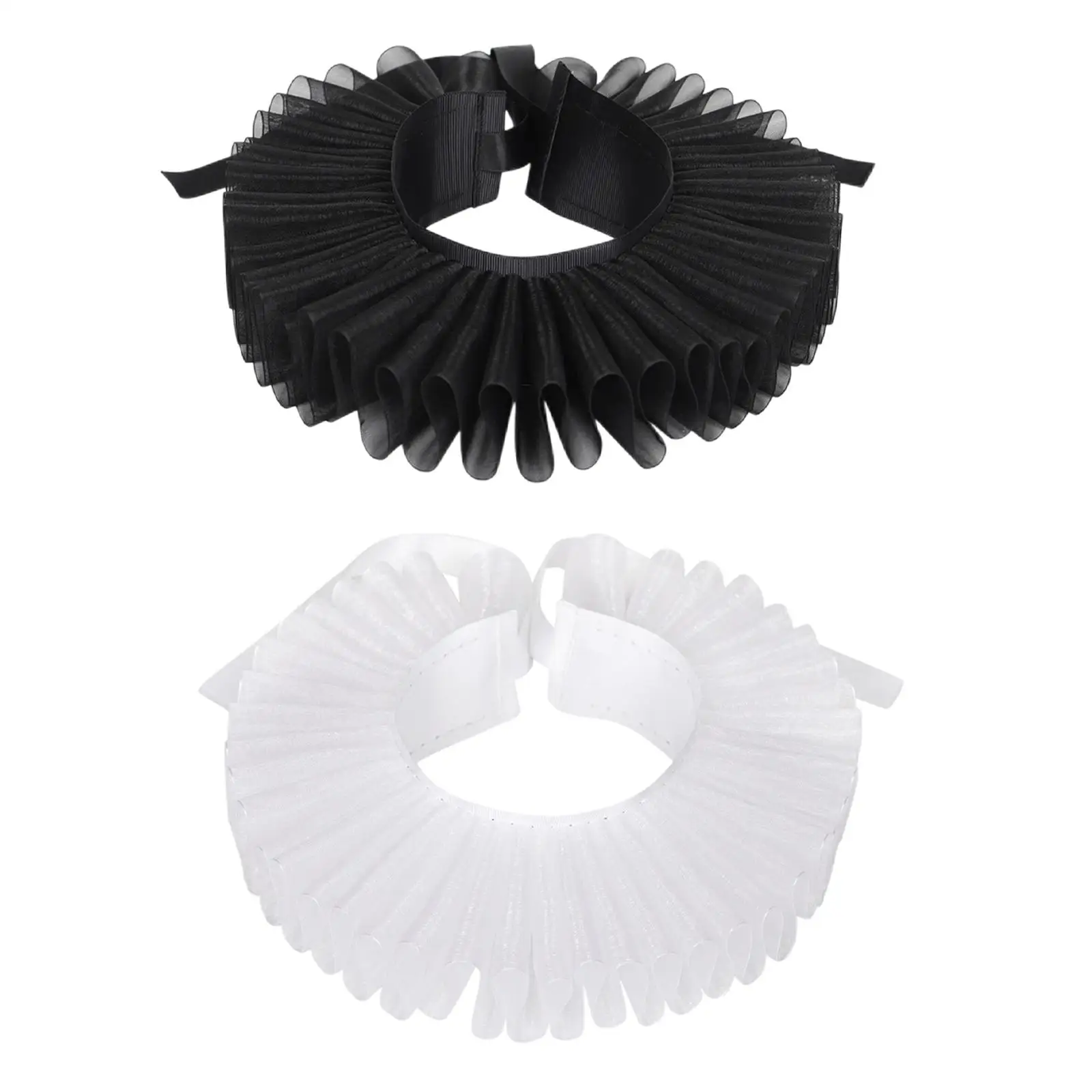 Gothic Tulle Ruffle Collar Retro Neck Ruff Cape for Halloween Masquerade