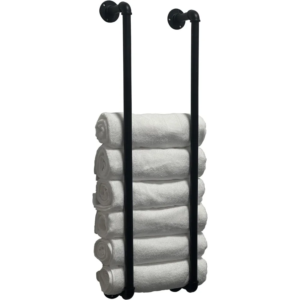

Вешалки для полотенец для ванной комнаты, настенные 36 дюймов, органайзер для хранения труб в индустриальном стиле, держатель для полотенец (черный)