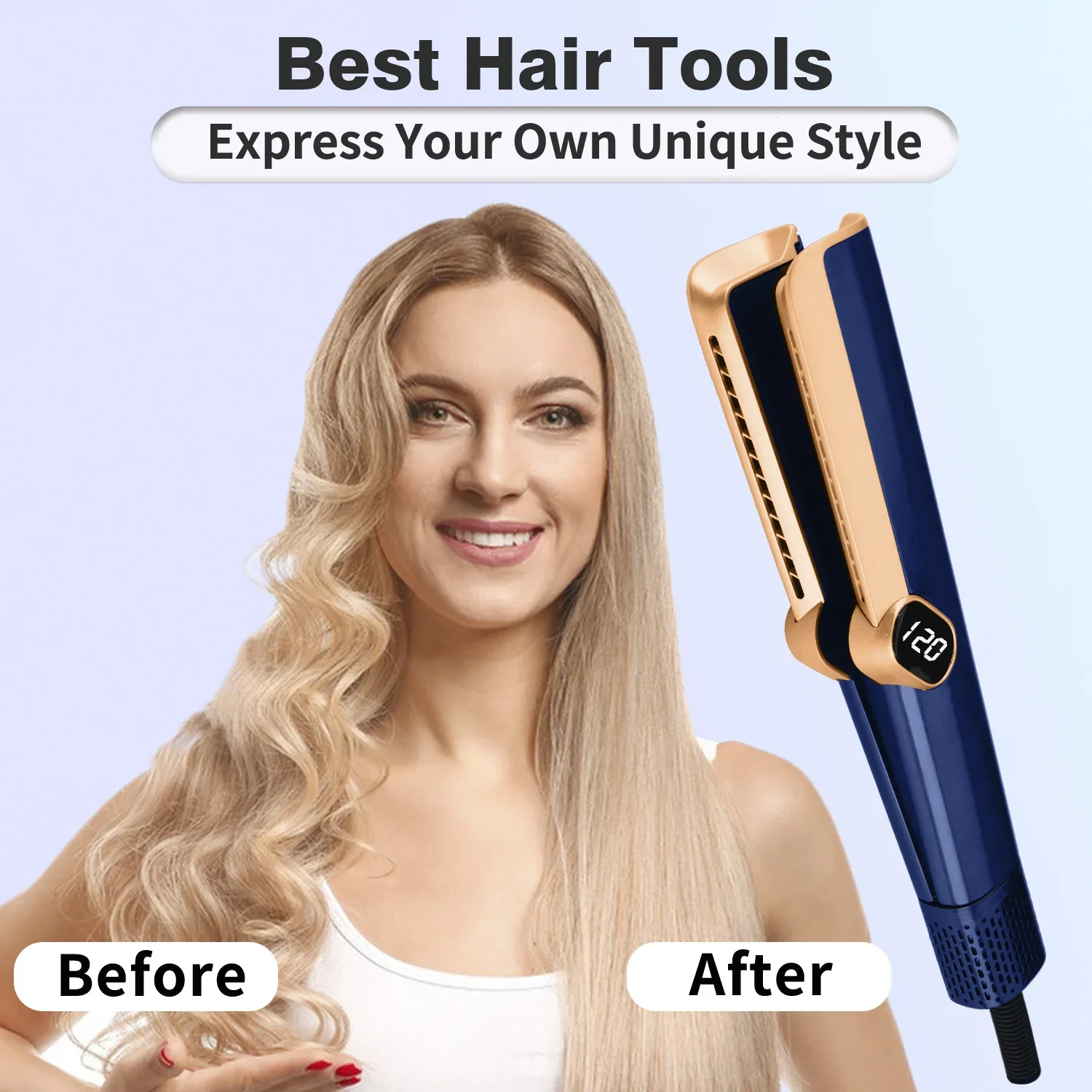 Multi 2 in 1 Hair Straightener and Straight Air Negative Ion Dryer Heat-Up Flat Iron Straightener Dry and Wet Dual-purpose