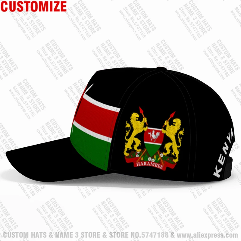 Kenya Baseball Caps Free 3d Custom Name Team Logo Ke Hat Ken Country Fishing Travel Swahili Nation Kenyan Republic Flag Headgear