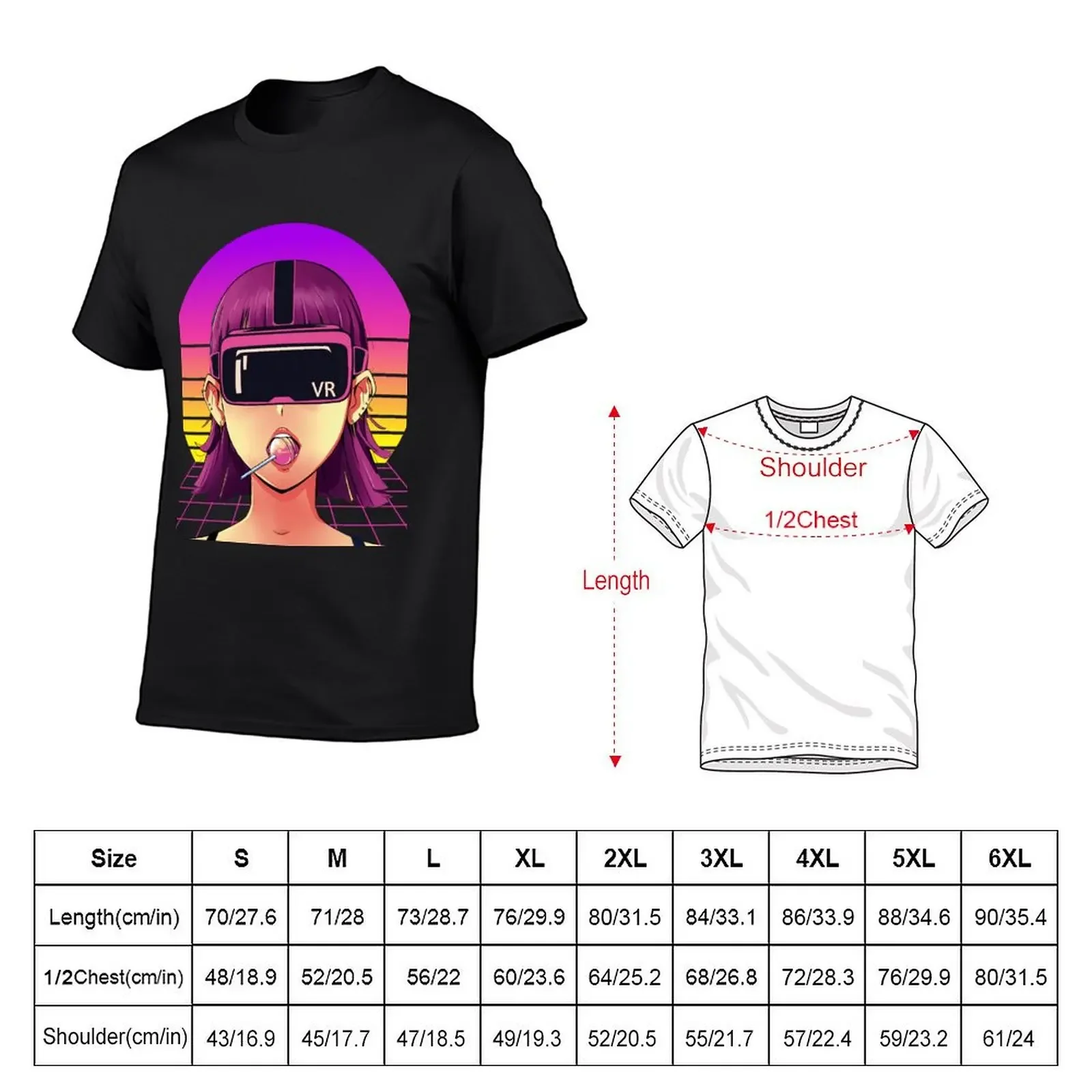 Cyber Virtual Reality Anime Girl VR Headset Futuristic Looking T-Shirt korean fashion oversizeds T-shirt men