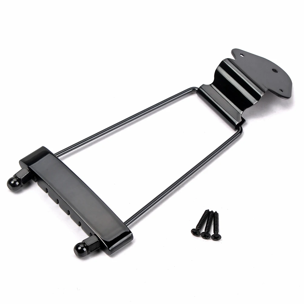 

6 String Jazz Guitar Tailpiece Metal Black Long Standard Bridge Replacement Screw Included