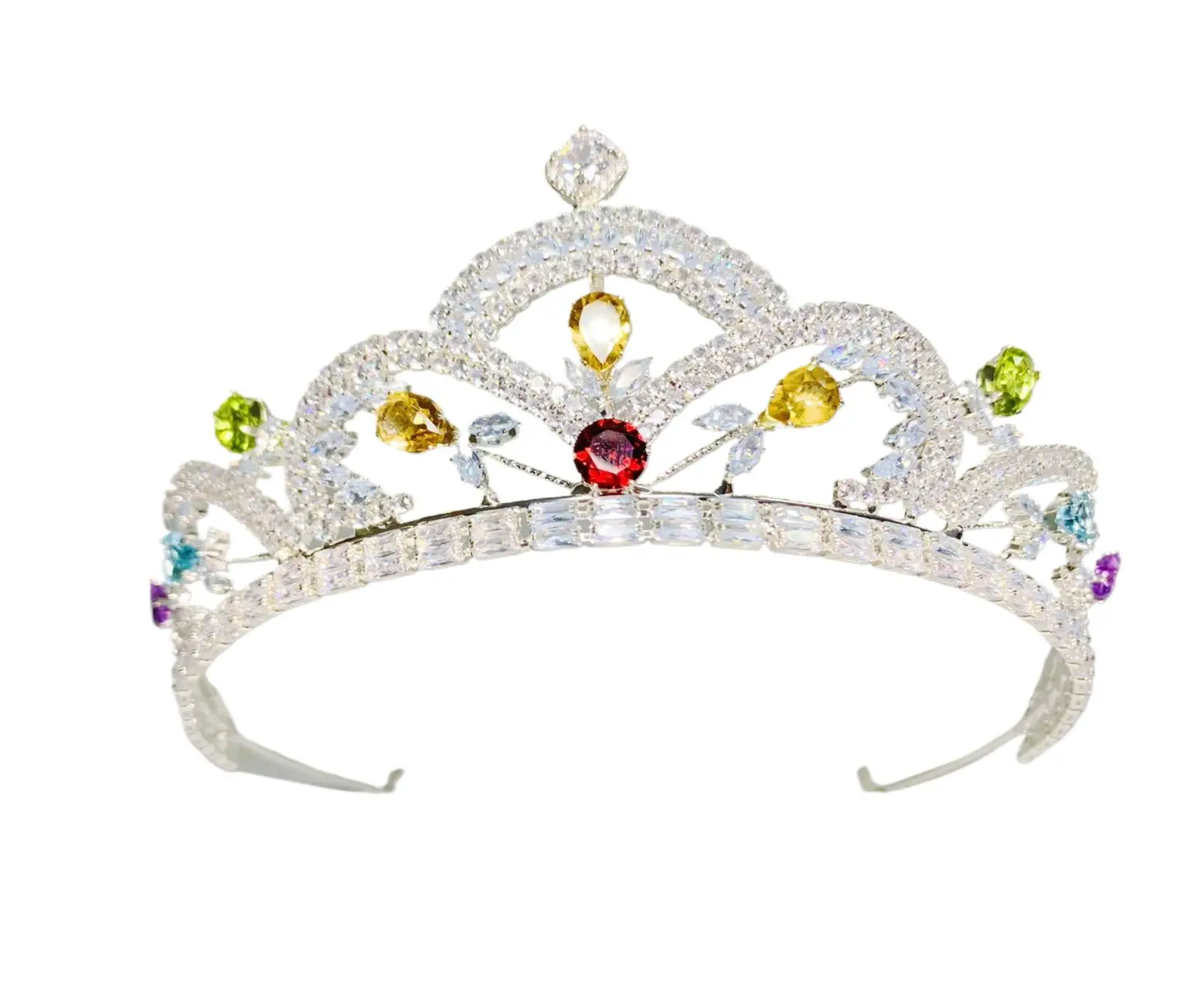 

ZECAA Natural Gemstone Tiara Crown for Women Birthday Prom with Garnet Citrine Peridot Topaz Amethyst Elegant Woman Headwear