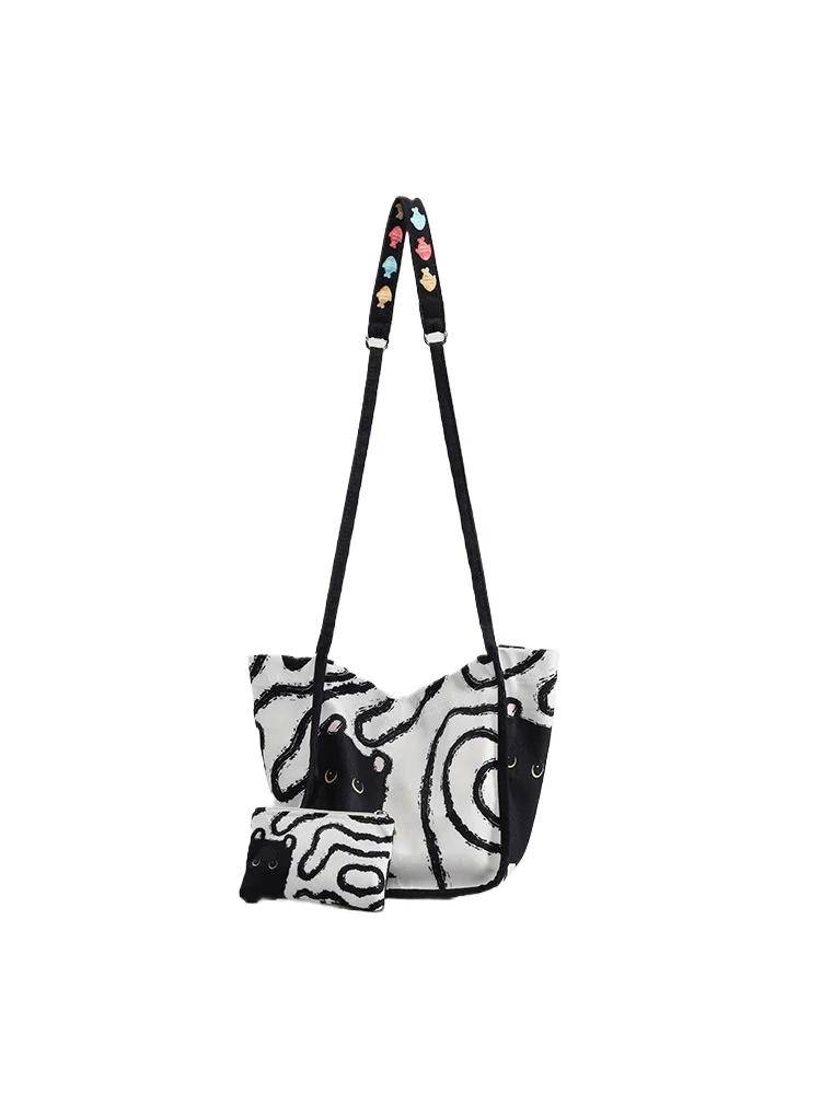 

YIFAN 2025 Women's Large Capacity Nylon Shoulder Bag Simple Casual Solid Color Floral Design for Travel And Commuting