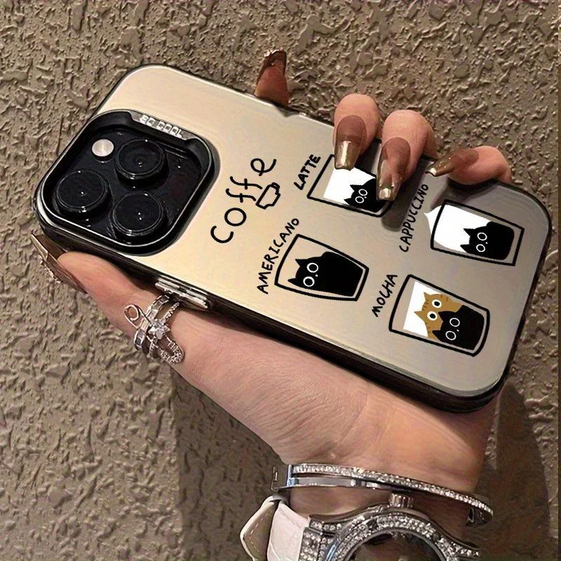Creative patchwork cat phone case for iPhone 17 16 15 14 13 12 11 Pro/ Max/Plus shock-proof rear cover anti-fingerprint
