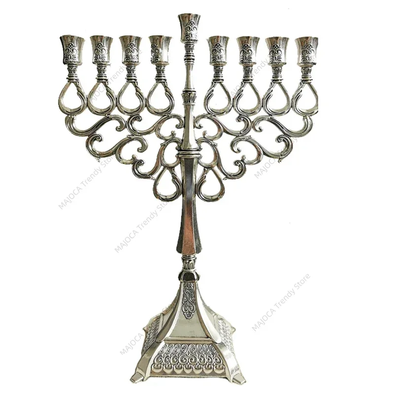 

Jewish Hanukkah Menorah Chanukiah Oversized 9-head Candlestick Israel Crafts Home Decor Gold Lampstands Jerusalem Souvenir Gifts