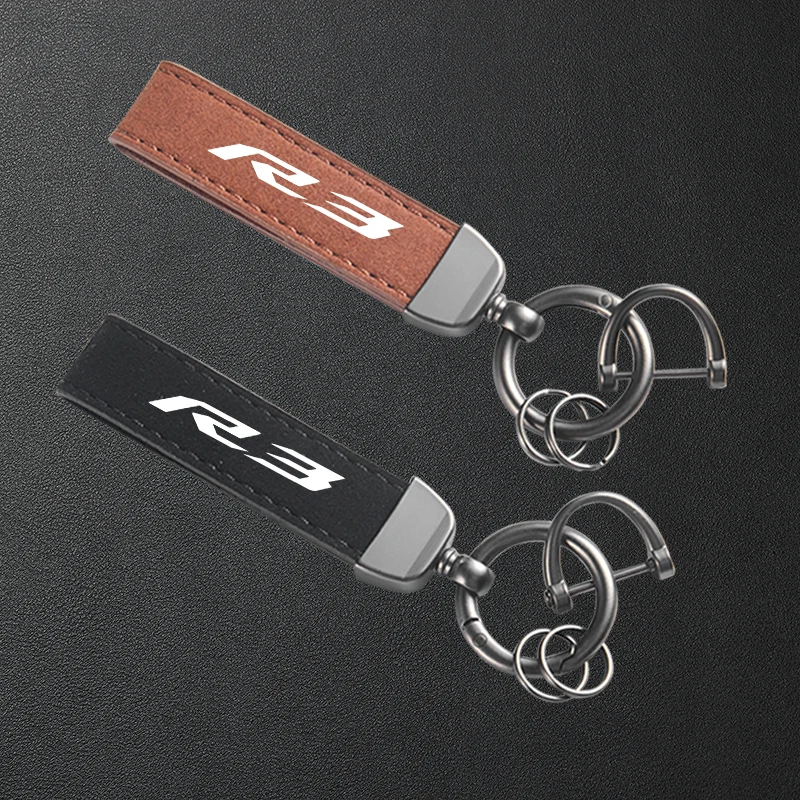 For YAMAHA YZFR3 YZF R3 YZF-R3 Motorcycle Keyring High-Grade Leather Suede Keychain
