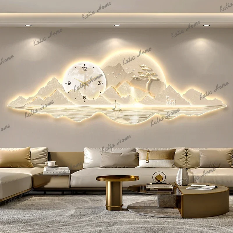 Living Room Oversized Wall Clock European Art Designer Luminous Wall Clock Restaurant Hands