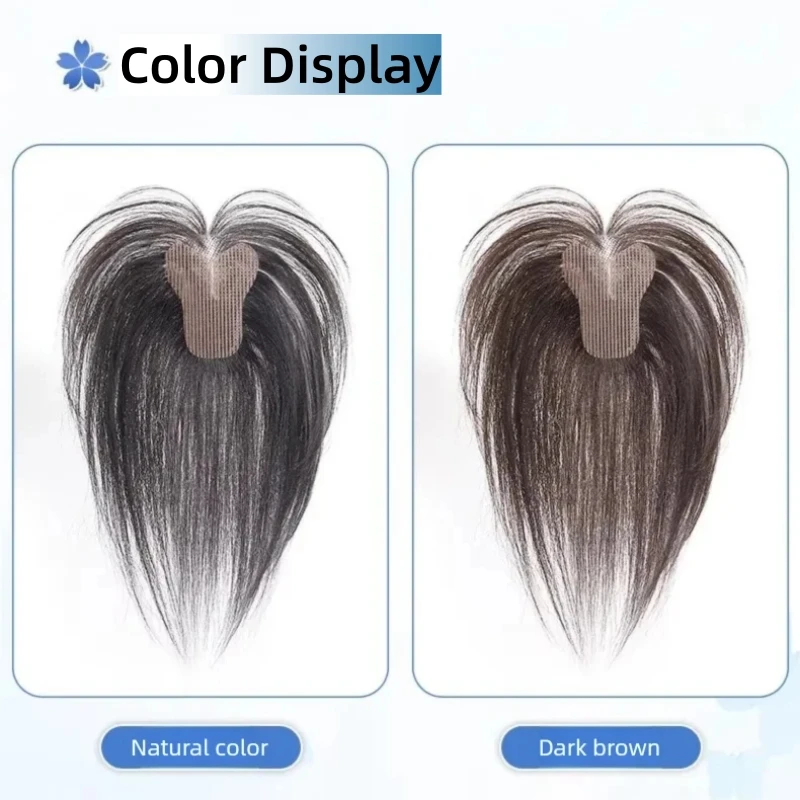 Invisible Human Hair Topper With Bangs Magic Tape Design Handmade Forehead Hairline Lace No Clips Fringe Piece New Style