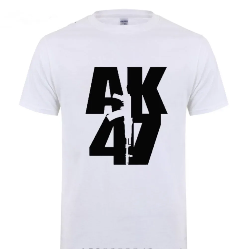 Man Brand Clothing Ak 47 Soviet Union Gun Russian Weapons Rifle Topics T-Shirt For Men Short Sleeve Cotton Cool T Shirt