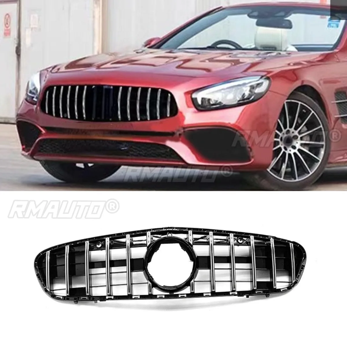 سيارة الوفير شواء شرائط الزخرفية سباق مصبغة GT نمط المصد الأمامي شواء لمرسيدس بنز SL R231 2017-2020 الجزء الخارجي #2