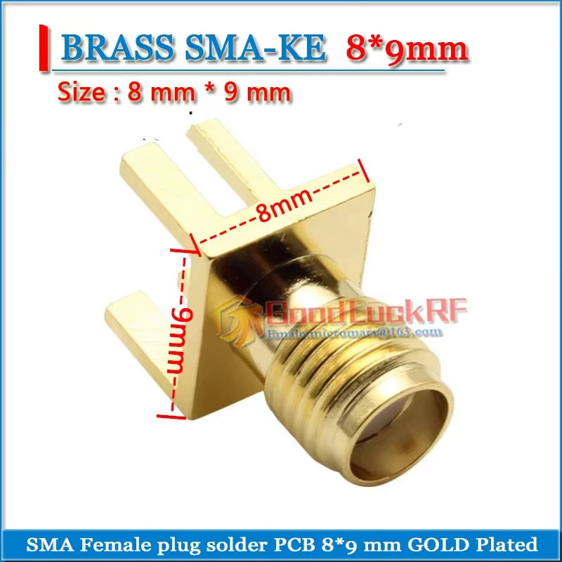 SMA Female plug solder PCB clip edge mount straight 8*9 mm GOLD Plated Coaxial RF Connector Adapters Socket