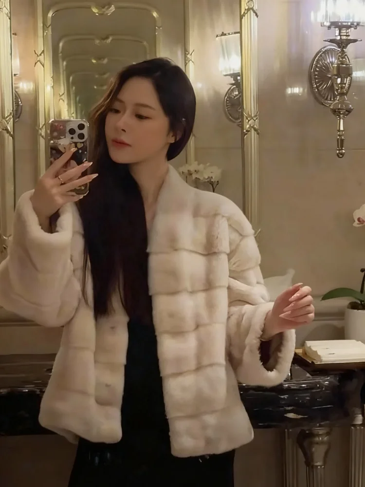 Manteau court en fausse fourrure pour femme, veste épaisse et chaude, Streetwear Y2k, élégant, col en V, manches longues, vêtements d'extérieur, automne hiver