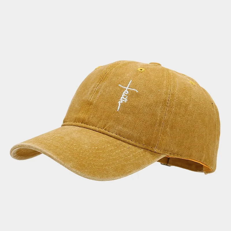 Vintage washed vintage unisex faith cross embroidered baseball cap - soft, breathable, adjustable dad cap, hip-hop style, suitab