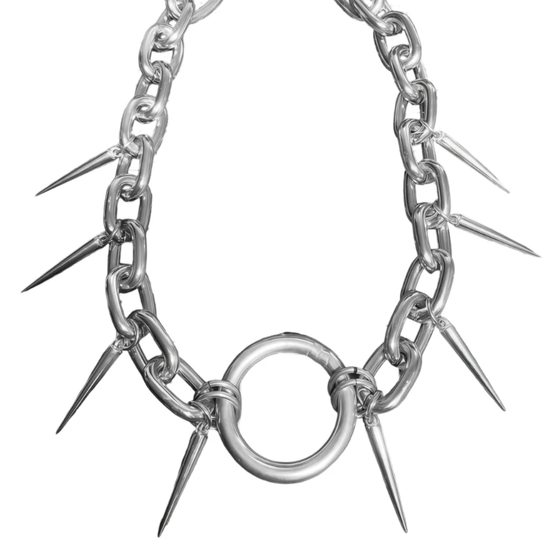 Punk Inspired Geometric Metal Necklace Edgy Street Styles Accessory For Women Concerts Parties Casual Outfit Enhancer