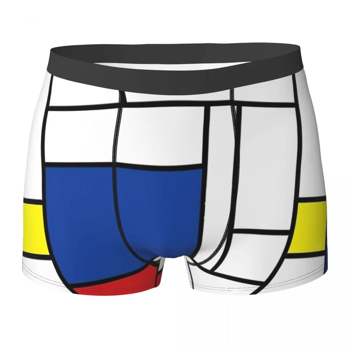 De Stijl Print Underwear Mondrian Minimalist 3D Pouch Trenky Trunk Customs Boxer Brief Funny Male Underpants Big Size