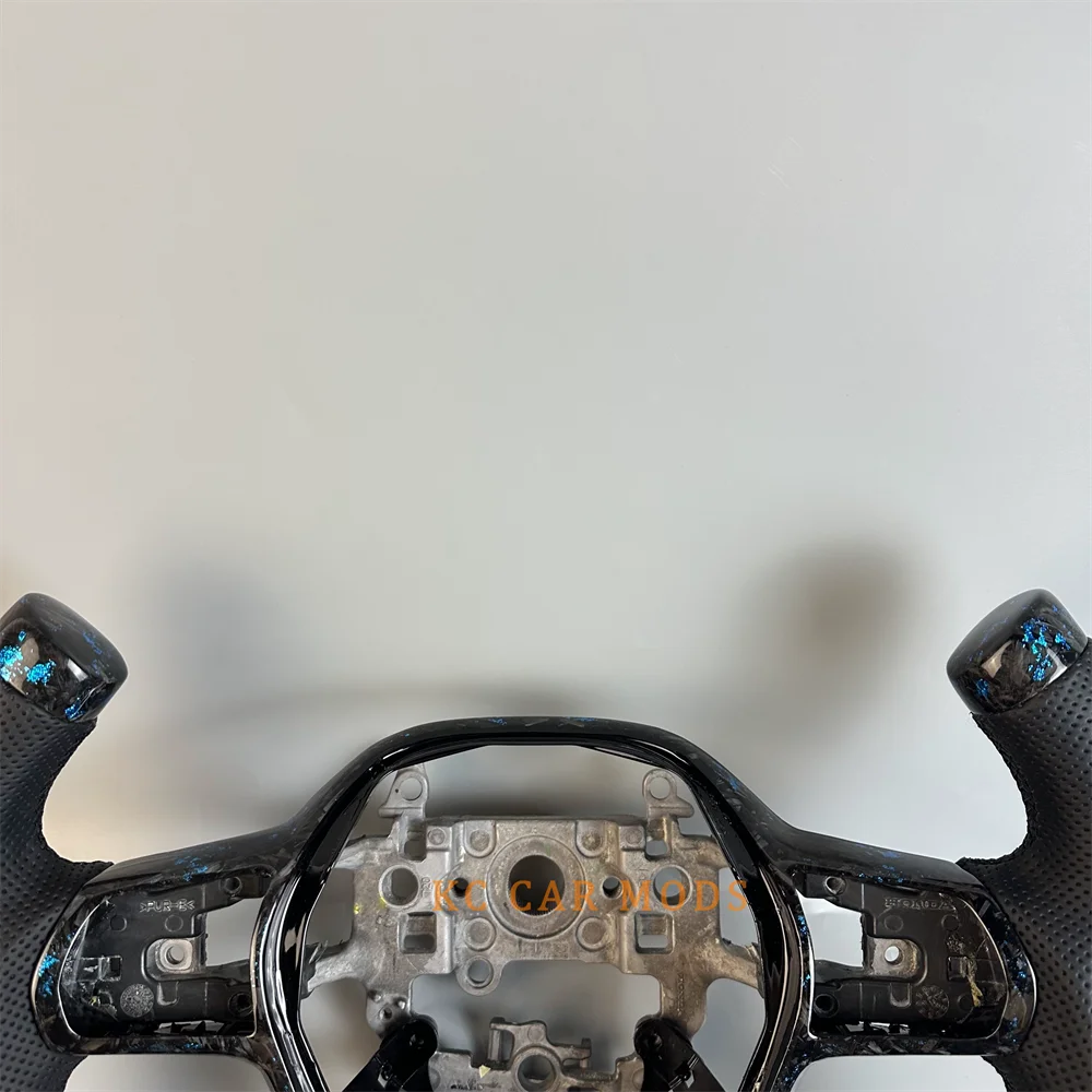 ل 2022 2023 2024 2025 هوندا سيفيك مخصص أسود مزورة ألياف الكربون عجلة القيادة الجلدية المثقبة