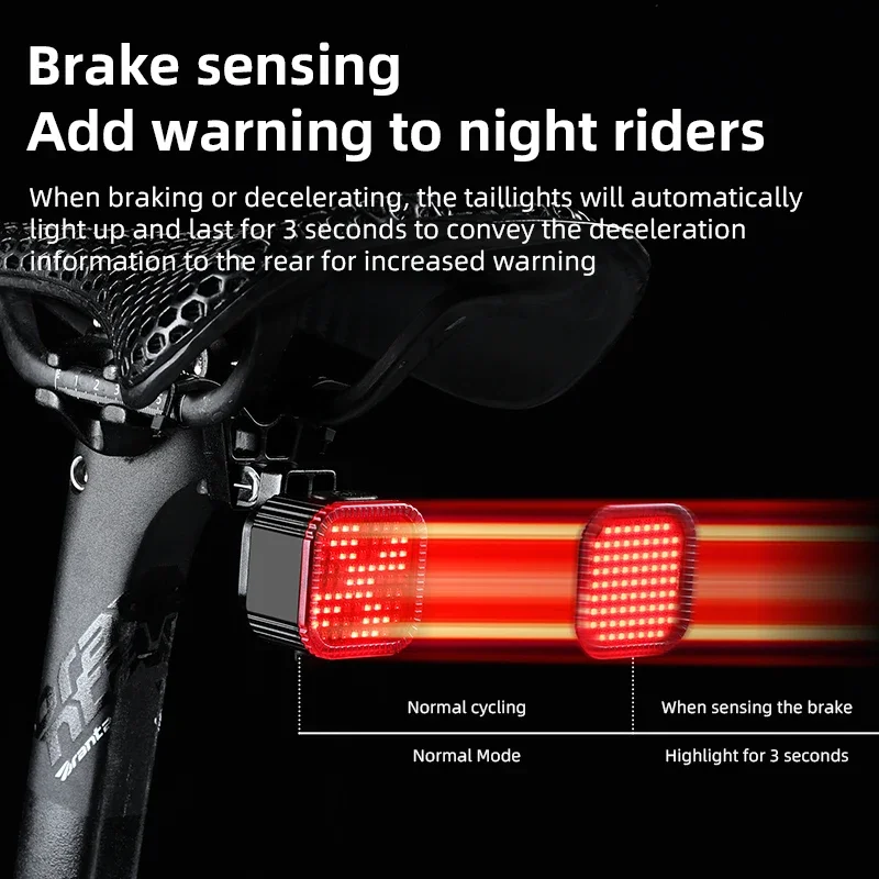 أضواء خلفية للدراجة USB شحن ليلة ركوب الدراجات الجبلية الطريق الدراجة المصابيح الخلفية أضواء تحذير الفرامل معدات إضاءة ركوب الدراجات #4