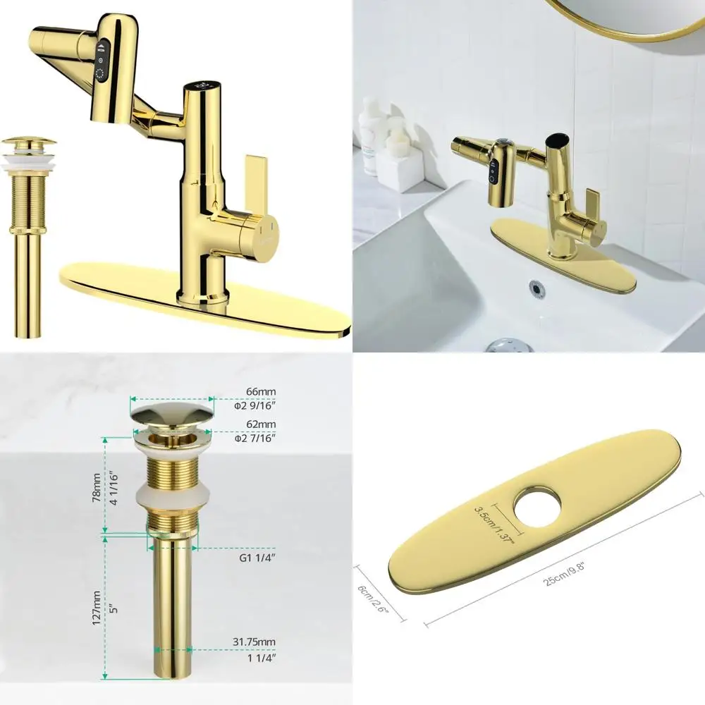 

Rotatable Bathroom Faucet with Pop-up Sink Drain Stopper - No Overflow, 10 Covers & Pop-up Included, Long-Lasting Durability