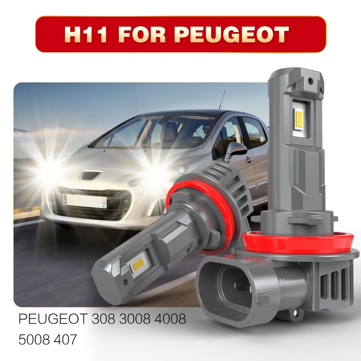 

AUHSSAN 2x H8 H9 H11 H16 Автомобильная светодиодная лампа для фар Canbus 6000K Белая противотуманная фара Диодная лампа 55 Вт Для Peugeot 308 3008 4008 5008 407